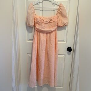 Peach Puff Sleeve Dress